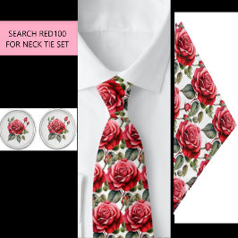 Rode Rozen Bloemen Halsebandje (Deel van Set) RED1 Stropdas