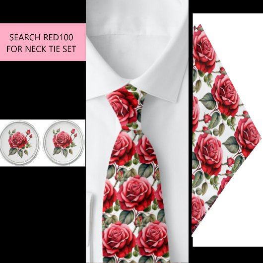 Rode Rozen Bloemen Halsebandje (Deel van Set) RED1 Stropdas