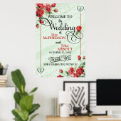  Rode Rozen Bloemen Huwelijk Welkom Poster (Thuiskantoor)