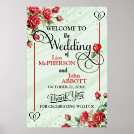  Rode Rozen Bloemen Huwelijk Welkom Poster