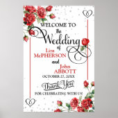  Rode Rozen Bloemen Huwelijk Welkom Poster (Voorkant)