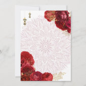 Rode Rozen Bloemen Indische bruiloft Kaart (Achterkant)