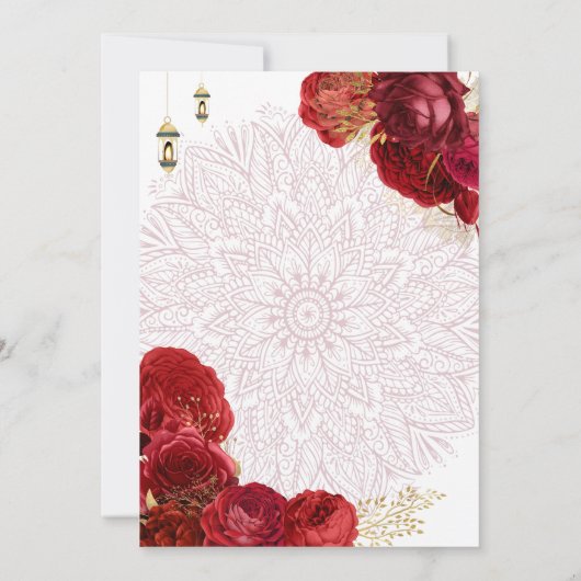 Rode Rozen Bloemen Indische bruiloft Kaart (Achterkant)