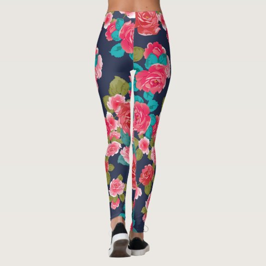 Rode rozen bloemen leggings (Achterkant)