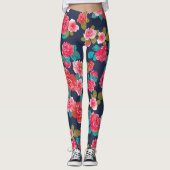 Rode rozen bloemen leggings (Voorkant)
