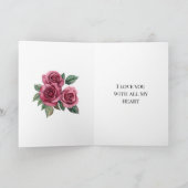 Rode Rozen Bloemen Liefde Kaart (Binnen)