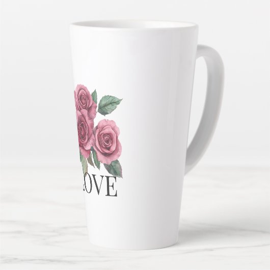 Rode Rozen Bloemen Liefde Latte Mok (Rechterhoek)