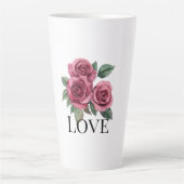 Rode Rozen Bloemen Liefde Latte Mok (Voorkant)