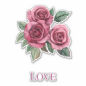 Rode Rozen Bloemen Liefde Trouwen Sticker (Voorkant)