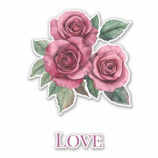 Rode Rozen Bloemen Liefde Trouwen Sticker (Voorkant)