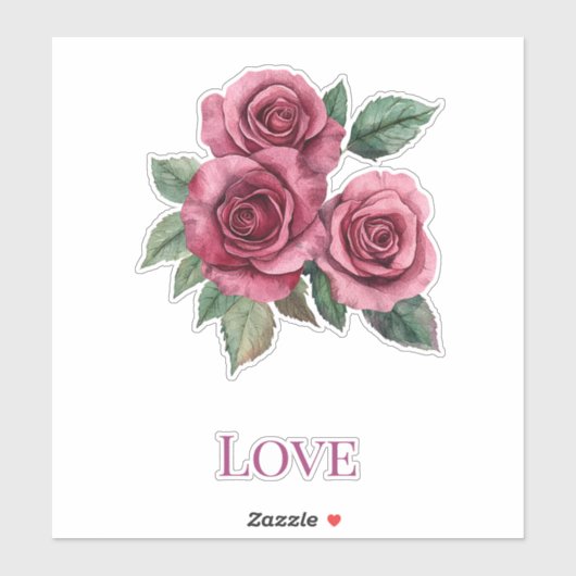 Rode Rozen Bloemen Liefde Trouwen Sticker (Vel)