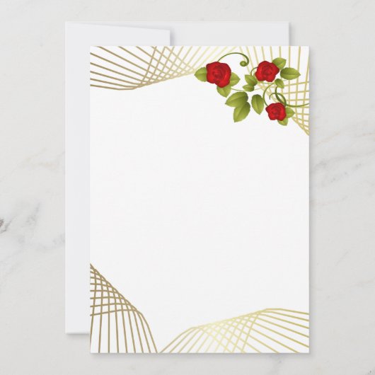 Rode rozen bloemen met gouden accent sjabloon kaart (Achterkant)