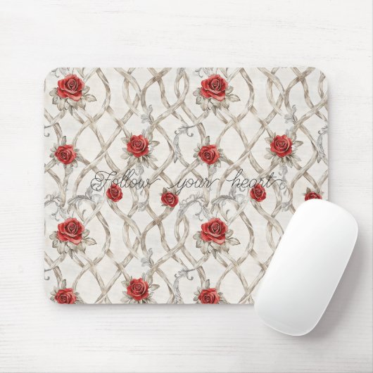 Rode Rozen Bloemen Muismat (Met muis)
