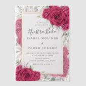 Rode Rozen Bloemen Nuestra Boda Spaanse bruiloft Vellum Uitnodigingen (Voorkant)