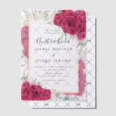 Rode Rozen Bloemen Nuestra Boda Spaanse bruiloft Vellum Uitnodigingen (Offset (Uitnodiging))