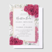 Rode Rozen Bloemen Nuestra Boda Spaanse bruiloft Vellum Uitnodigingen (Offset)