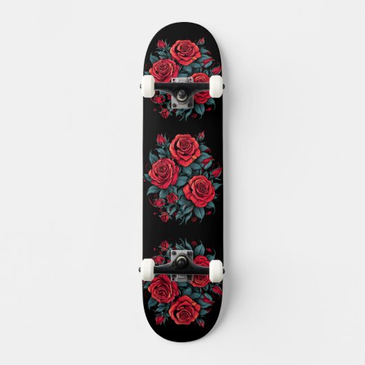 Rode Rozen Bloemen Persoonlijk Skateboard (Voorkant)