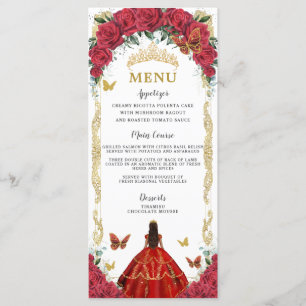 Rode Rozen Bloemen Quinceañera Bruin Prinses Menu