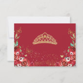 Rode Rozen Bloemen Quinceañera Vlinders RSVP Kaart (Achterkant)