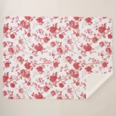 Rode Rozen Bloemen Sherpa Deken (Voorkant (horizontaal))