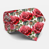 Rode Rozen Bloemen Stropdas (Onderdeel van Set) RE (Opgerold)