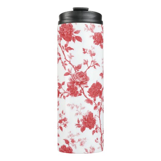 Rode Rozen Bloemen Thermosbeker (Voorkant)