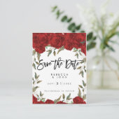 Rode Rozen Bloemen Trouwen Bewaar de datumkaart Aankondigingskaart (Staand voorkant)