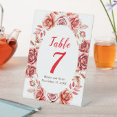 Rode Rozen Bloemen Trouwtafel Nummer Reclamebord Met Voetstuk (Insitu)