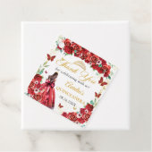 Rode Rozen Bloemen Vlinders Quinceañera Prinses Bedankjes Labels (In situ)