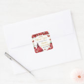 Rode Rozen Bloemen Vlinders Quinceañera Prinses Vierkante Sticker (Envelop)
