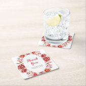 Rode Rozen Bloemen Vrijgezellenfeest Vierkante Pap Kartonnen Onderzetters (Insitu)