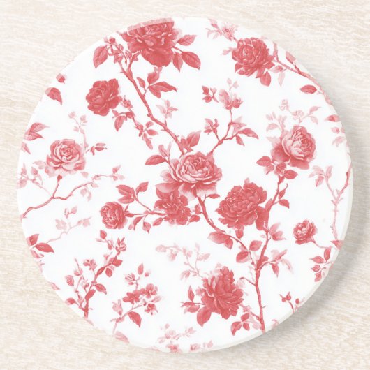 Rode Rozen Bloemen Zandsteen Onderzetter (Voorkant)