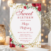 Rode Rozen Bloemen Zoete 16e verjaardag Uitnodigin Kaart