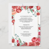 Rode Rozen Bloemenboeket Alles in één bruiloft Kaart (Achterkant)