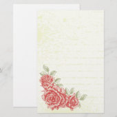  rode rozen bloemenbriefpapier briefpapier (Voorkant / Achterkant)