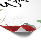 rode rozen bloemenbruiloft douche welkom teken poster (Hoek)