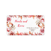 Rode rozen bloemenbruiloft etiket (Voorkant)