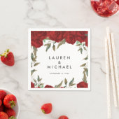 Rode Rozen Bloemengroen Trouwservetten Servet (Insitu)