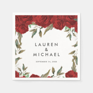 Rode Rozen Bloemengroen Trouwservetten Servet