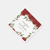 Rode Rozen Bloemengroen Trouwservetten Servet (Hoek)