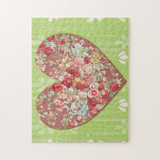 Rode Rozen Bloemenhart Kunst Liefde of Valetine's Legpuzzel (Verticaal)