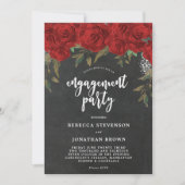 Rode Rozen Bloemenkrijt Engagement Party Uitnodigi Kaart (Voorkant)