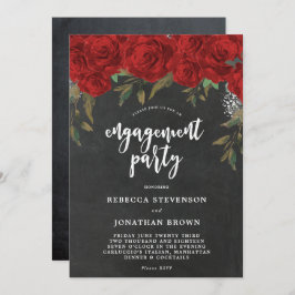 Rode Rozen Bloemenkrijt Engagement Party Uitnodigi Kaart