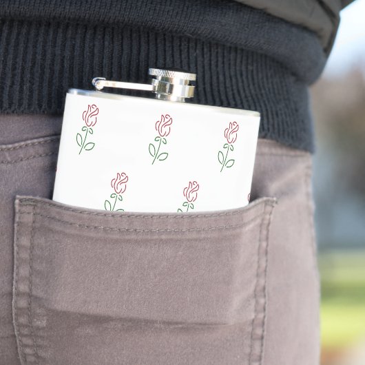 Rode rozen, bloemenmotief, Rozen Heupfles (Voorbeeld)