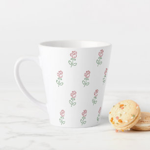 Rode rozen, bloemenmotief, Rozen Latte Mok
