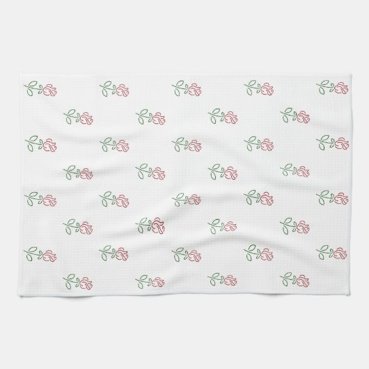 Rode rozen, bloemenmotief, Rozen Theedoek (Horizontaal)