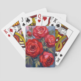 Rode Rozen | Bloemenschildering in waterverf Pokerkaarten