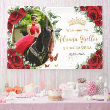 Rode Rozen Bloemenvlinders Quinceañera Foto