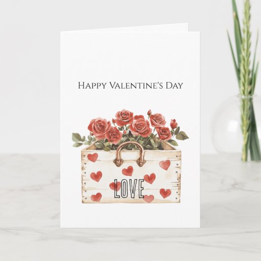 Rode Rozen Bloemhartjes Valentijnsdag Kaart (Voorkant)