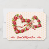 Rode Rozen Bloemhartkrans Elegant Lief Vintage Feestdagenkaart (Voorkant)
